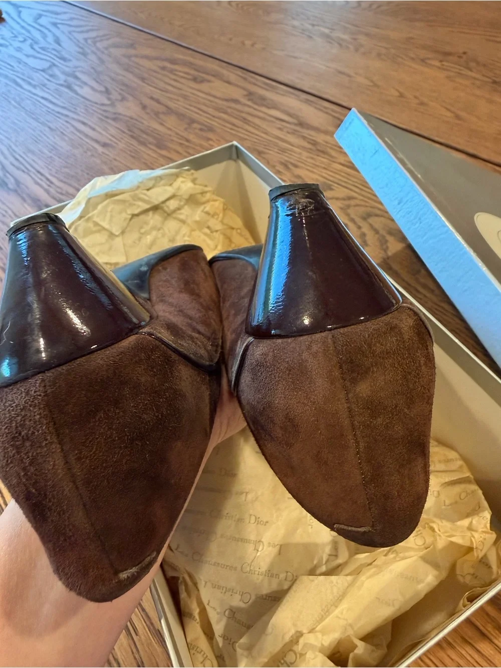 Vintage Christian Dior Brown Suede Pumps Heels Size 6 w/ Original Box
